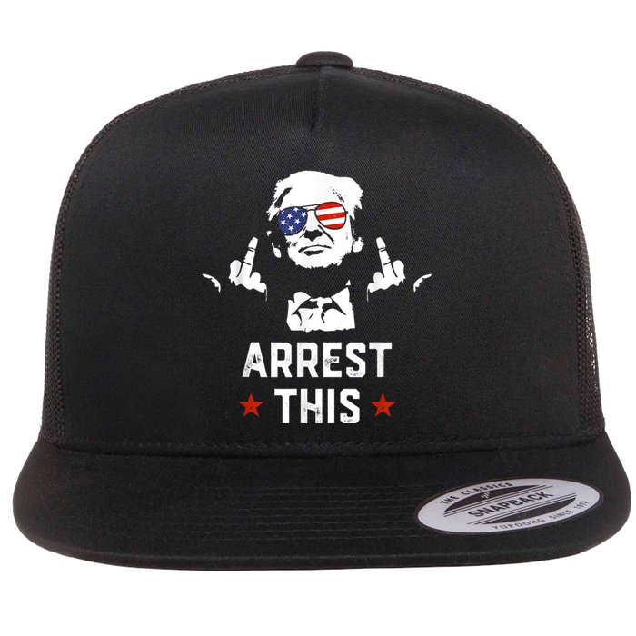 Funny Trump Arrest This Donald Trump Middle Finger President Flat Bill Trucker Hat