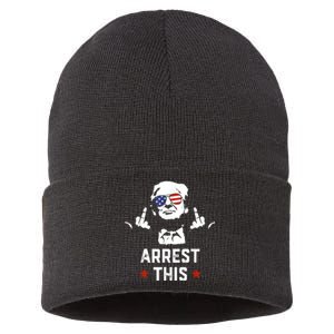 Funny Trump Arrest This Donald Trump Middle Finger President Sustainable Knit Beanie