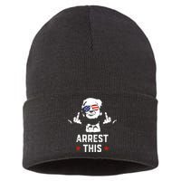 Funny Trump Arrest This Donald Trump Middle Finger President Sustainable Knit Beanie