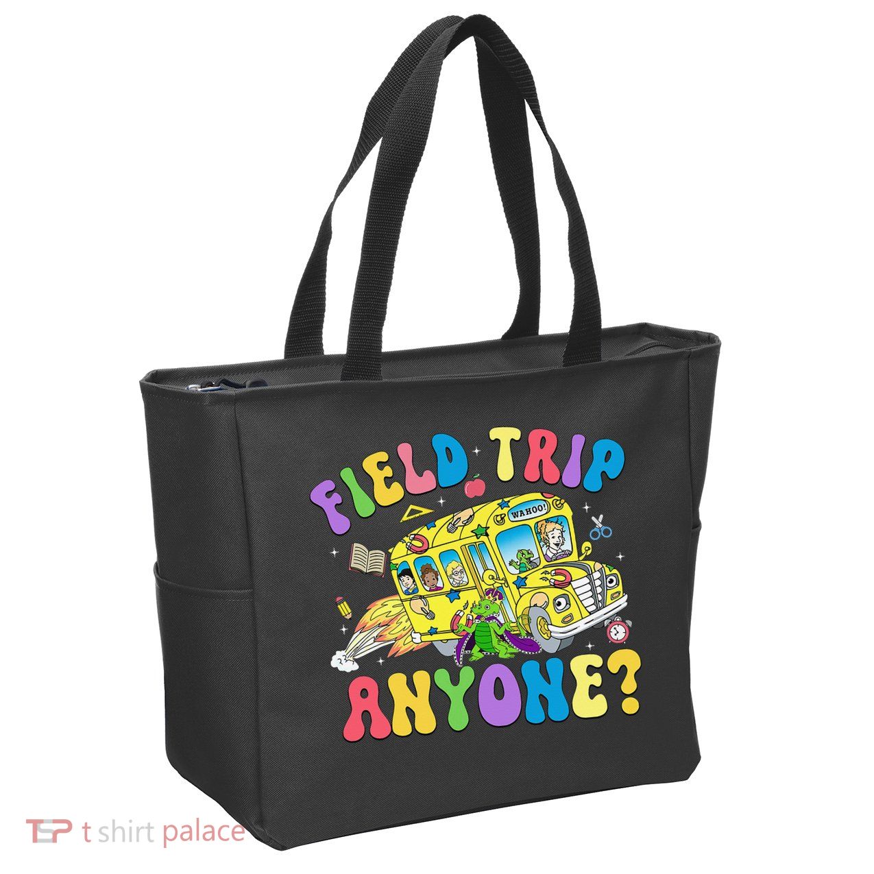 Field Trip Anyone Field Day Let The Games Begin School Bus Gift Zip Tote Bag