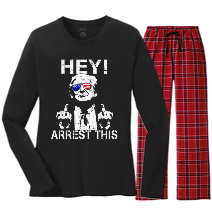 Funny Trump Arrest This Gift Women's Long Sleeve Flannel Pajama Set 