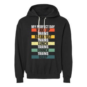 Funny Train Art For Railroad Vehicle Train Lover Garment-Dyed Fleece Hoodie