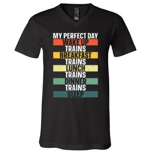 Funny Train Art For Railroad Vehicle Train Lover V-Neck T-Shirt