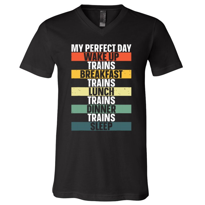 Funny Train Art For Railroad Vehicle Train Lover V-Neck T-Shirt