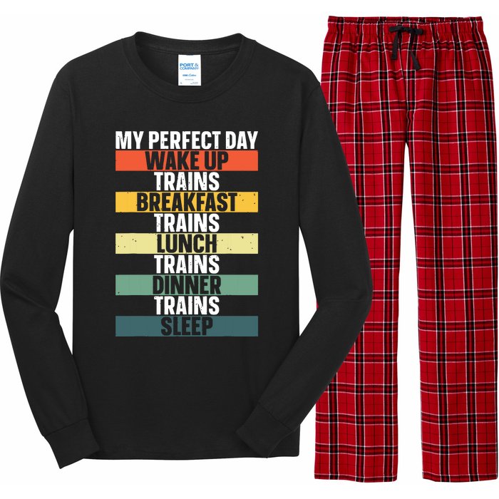 Funny Train Art For Railroad Vehicle Train Lover Long Sleeve Pajama Set