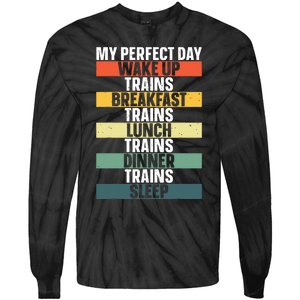 Funny Train Art For Railroad Vehicle Train Lover Tie-Dye Long Sleeve Shirt