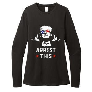 Funny Trump Arrest This Donald Trump Middle Finger President Womens CVC Long Sleeve Shirt