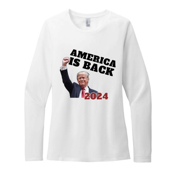 Funny Trump America Is Back 2024 Winner Made Liberals Cry Womens CVC Long Sleeve Shirt