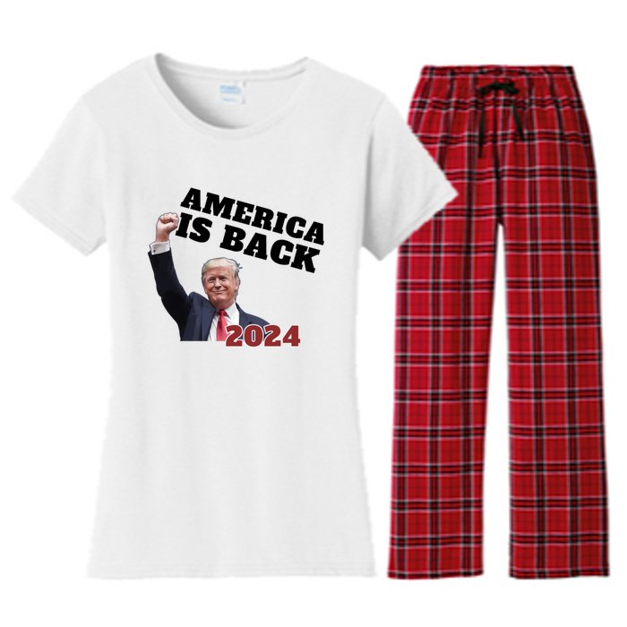 Funny Trump America Is Back 2024 Winner Made Liberals Cry Women's Flannel Pajama Set