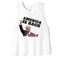 Funny Trump America Is Back 2024 Winner Made Liberals Cry Women's Racerback Cropped Tank