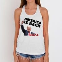 Funny Trump America Is Back 2024 Winner Made Liberals Cry Women's Knotted Racerback Tank