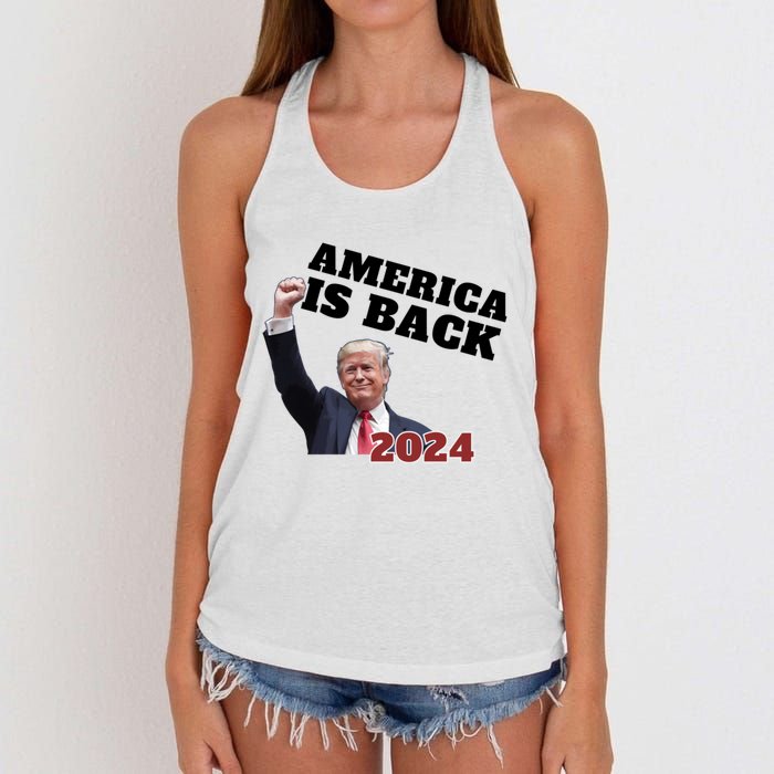 Funny Trump America Is Back 2024 Winner Made Liberals Cry Women's Knotted Racerback Tank