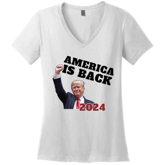 Funny Trump America Is Back 2024 Winner Made Liberals Cry Women's V-Neck T-Shirt