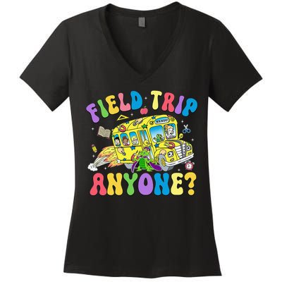 Field Trip Anyone Field Day Let The Games Begin School Bus Women's V-Neck T-Shirt