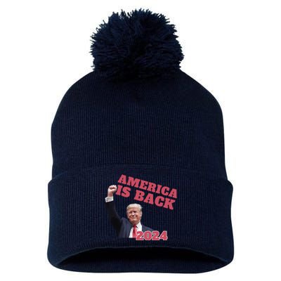 Funny Trump America Is Back 2024 Winner Made Liberals Cry Pom Pom 12in Knit Beanie