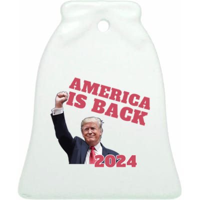 Funny Trump America Is Back 2024 Winner Made Liberals Cry Ceramic Bell Ornament