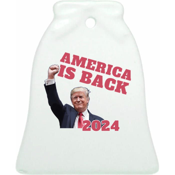 Funny Trump America Is Back 2024 Winner Made Liberals Cry Ceramic Bell Ornament