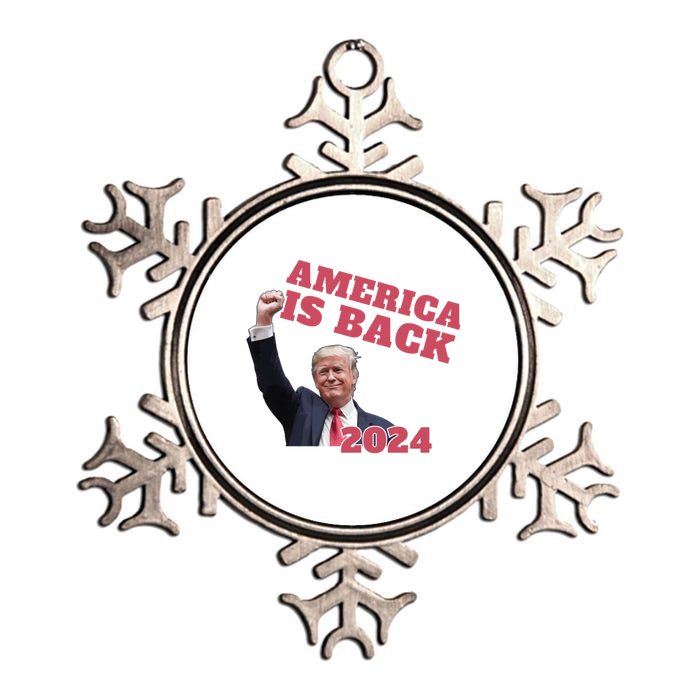 Funny Trump America Is Back 2024 Winner Made Liberals Cry Metallic Star Ornament