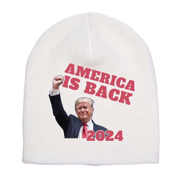 Funny Trump America Is Back 2024 Winner Made Liberals Cry Short Acrylic Beanie