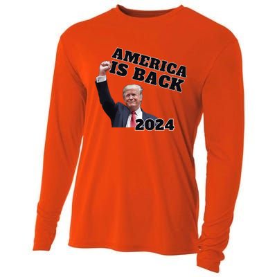 Funny Trump America Is Back 2024 Winner Made Liberals Cry Cooling Performance Long Sleeve Crew