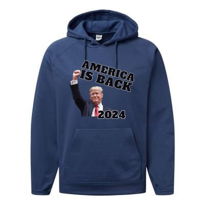 Funny Trump America Is Back 2024 Winner Made Liberals Cry Performance Fleece Hoodie