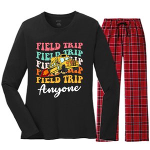 Field Trip Anyone Field Day Teacher Women's Long Sleeve Flannel Pajama Set 