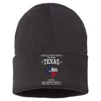 Funny Texas And Its 49 States USA Texan Vintage Texas Pride Sustainable Knit Beanie