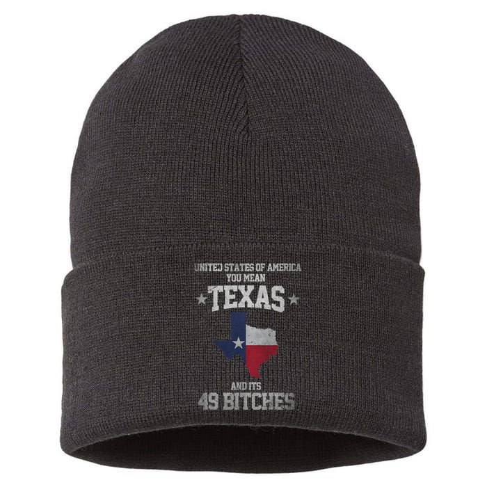 Funny Texas And Its 49 States USA Texan Vintage Texas Pride Sustainable Knit Beanie