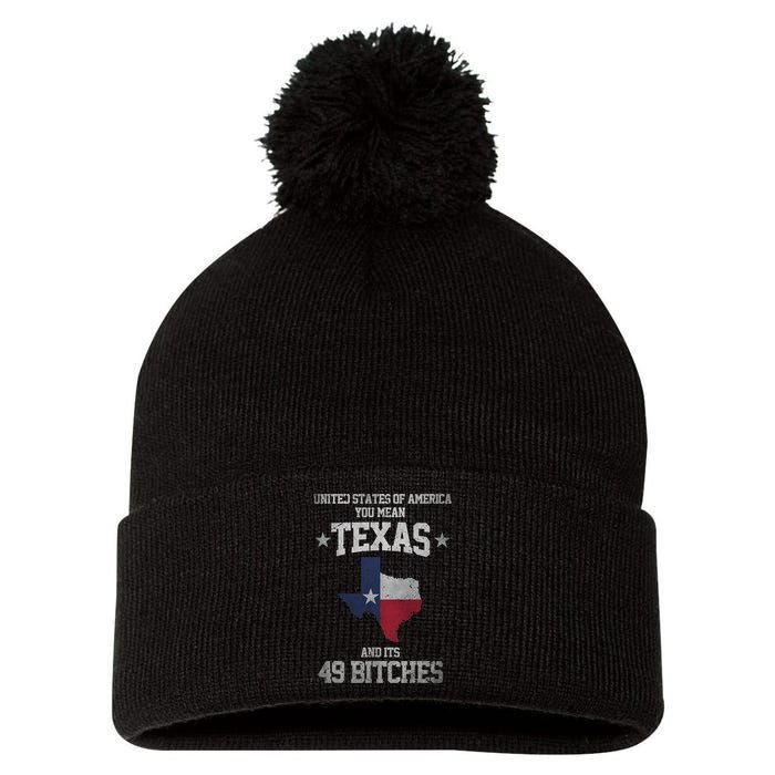 Funny Texas And Its 49 States USA Texan Vintage Texas Pride Pom Pom 12in Knit Beanie