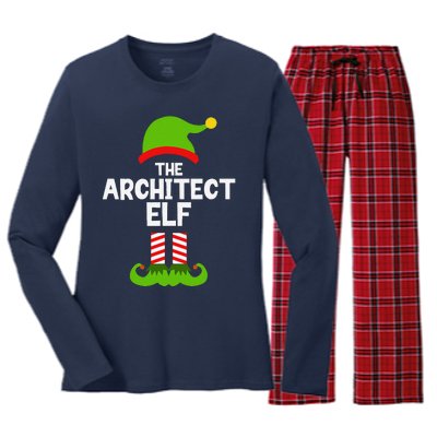 Funny The Architect Elf Christmas Family Pajama Architecture Women's Long Sleeve Flannel Pajama Set 