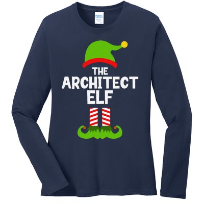 Funny The Architect Elf Christmas Family Pajama Architecture Ladies Long Sleeve Shirt