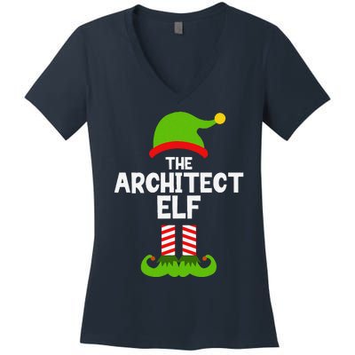 Funny The Architect Elf Christmas Family Pajama Architecture Women's V-Neck T-Shirt