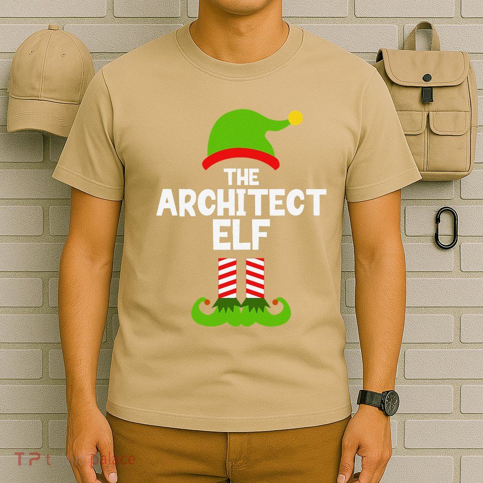 Funny The Architect Elf Christmas Family Pajama Architecture T-Shirt