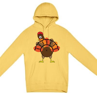 Funny Turkey And Football Thanksgiving Sport Lovers Funny Gift Premium Pullover Hoodie