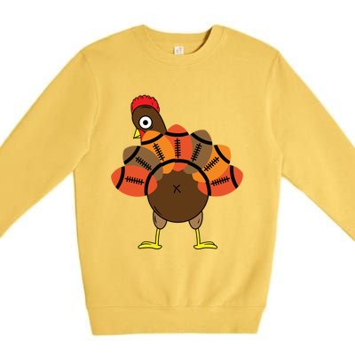 Funny Turkey And Football Thanksgiving Sport Lovers Funny Gift Premium Crewneck Sweatshirt