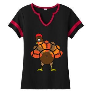 Funny Turkey And Football Thanksgiving Sport Lovers Funny Gift Ladies Halftime Notch Neck Tee