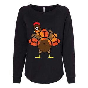 Funny Turkey And Football Thanksgiving Sport Lovers Funny Gift Womens California Wash Sweatshirt