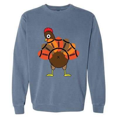 Funny Turkey And Football Thanksgiving Sport Lovers Funny Gift Garment-Dyed Sweatshirt