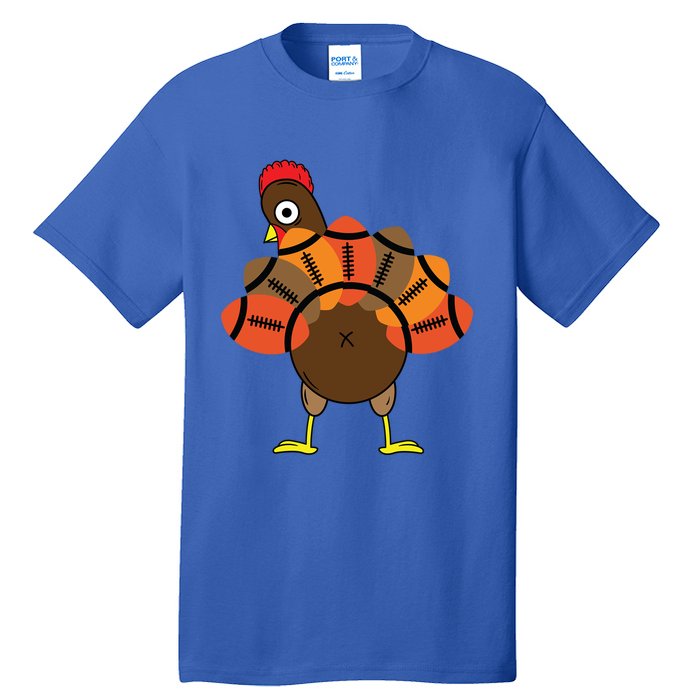 Funny Turkey And Football Thanksgiving Sport Lovers Funny Gift Tall T-Shirt