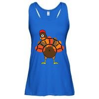 Funny Turkey And Football Thanksgiving Sport Lovers Funny Gift Ladies Essential Flowy Tank