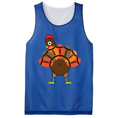 Funny Turkey And Football Thanksgiving Sport Lovers Funny Gift Mesh Reversible Basketball Jersey Tank