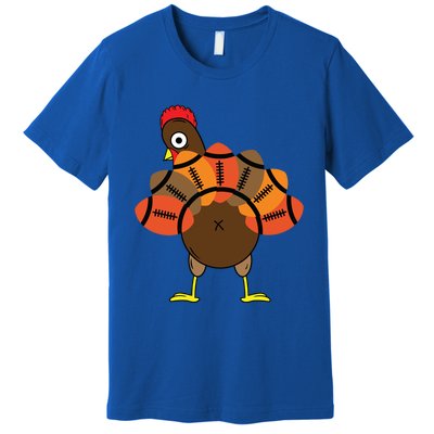 Funny Turkey And Football Thanksgiving Sport Lovers Funny Gift Premium T-Shirt