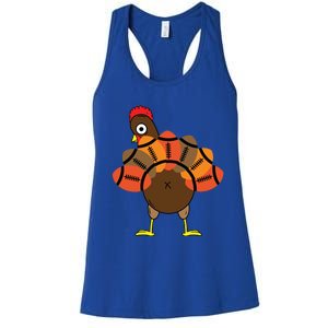 Funny Turkey And Football Thanksgiving Sport Lovers Funny Gift Women's Racerback Tank