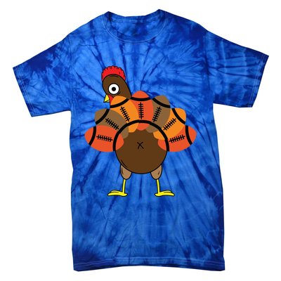 Funny Turkey And Football Thanksgiving Sport Lovers Funny Gift Tie-Dye T-Shirt