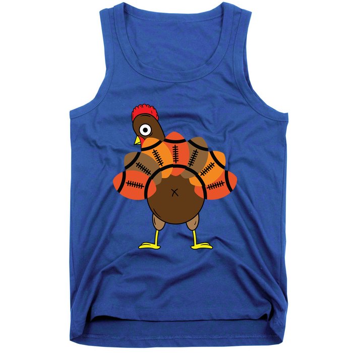 Funny Turkey And Football Thanksgiving Sport Lovers Funny Gift Tank Top