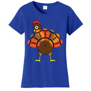 Funny Turkey And Football Thanksgiving Sport Lovers Funny Gift Women's T-Shirt