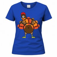 Funny Turkey And Football Thanksgiving Sport Lovers Funny Gift Women's T-Shirt