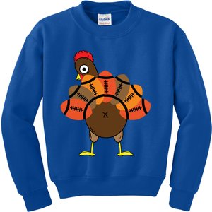 Funny Turkey And Football Thanksgiving Sport Lovers Funny Gift Kids Sweatshirt