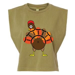 Funny Turkey And Football Thanksgiving Sport Lovers Funny Gift Garment-Dyed Women's Muscle Tee