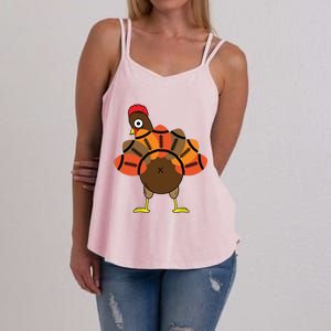 Funny Turkey And Football Thanksgiving Sport Lovers Funny Gift Women's Strappy Tank